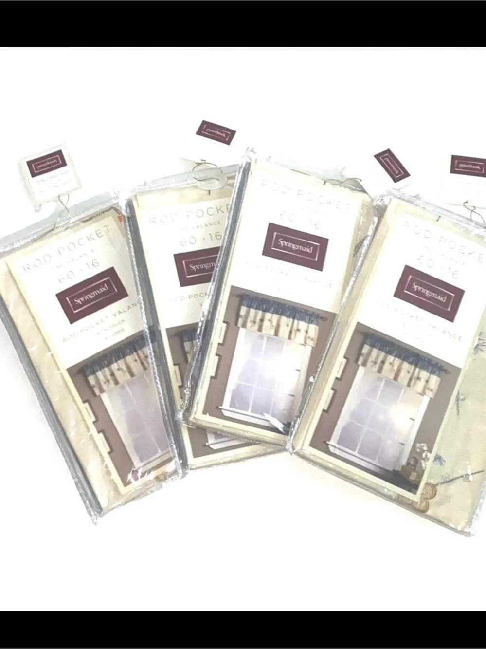 4 Included - Vintage Springmaid Rod Pocket Tailored Valance Satin Touch -